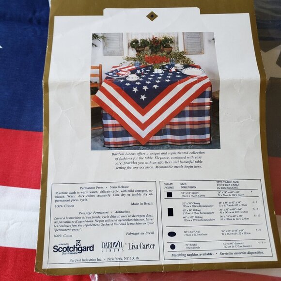 Bardwil Linens Red White Blue Oblong Tablecloth 60 x 84 American Flag Cotton - Picture 4 of 4